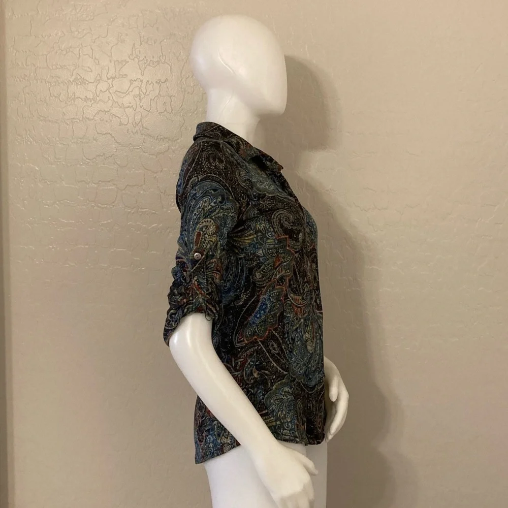 Pure Amici Button Down Paisley Print Top Small_6